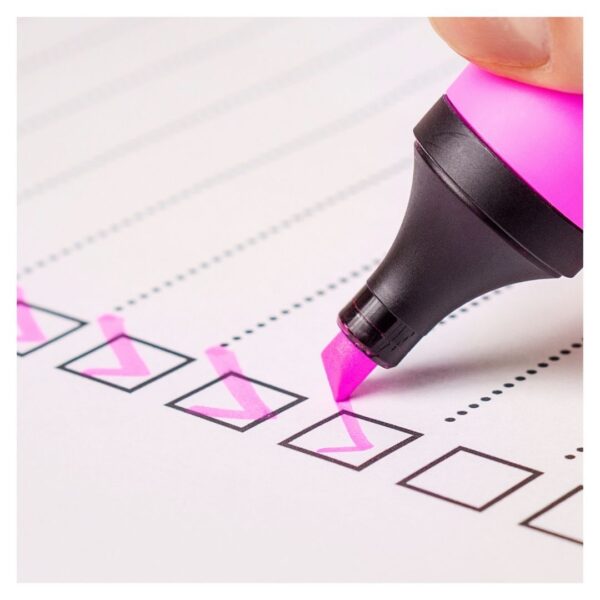 pink marker check list